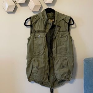 Anthropologie hooded army green vest